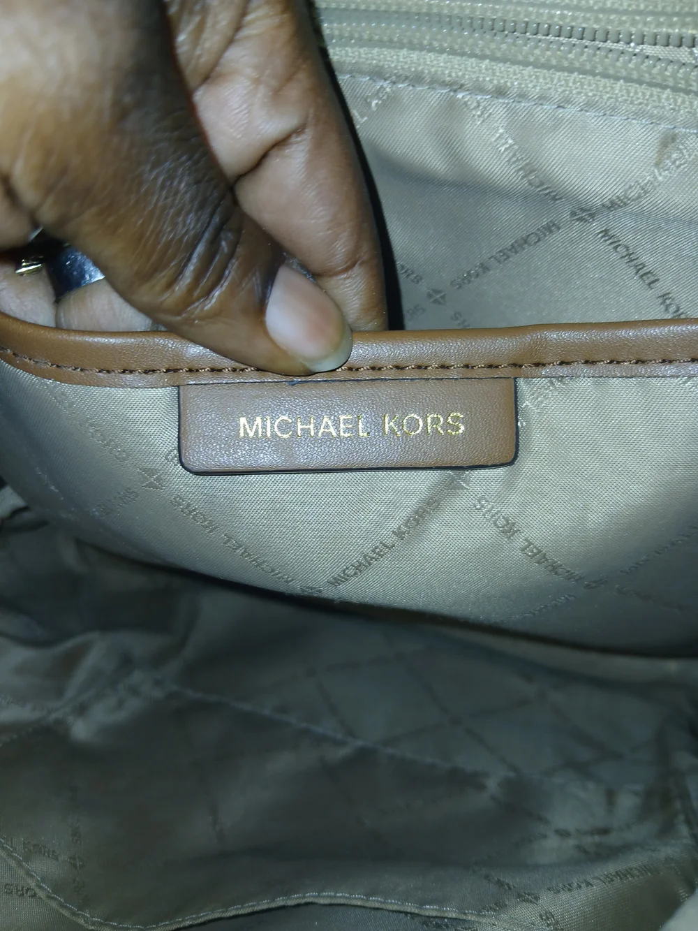 MICHAEL KORS Brown Logo Studded Mini Backpack